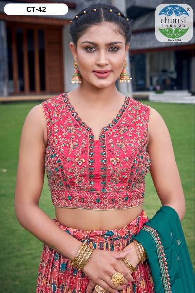 CHANSI TRENDZ CT-42 DESIGNER CHINON LEHENGA CHOLI WHOLESALER IN INDIA